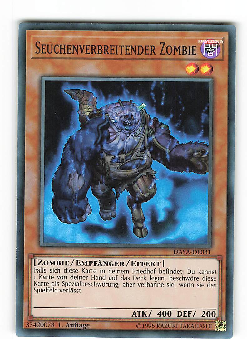 Yugioh Plague Spreading Zombie, dasa-en041 Super Rare German NM 1st edition