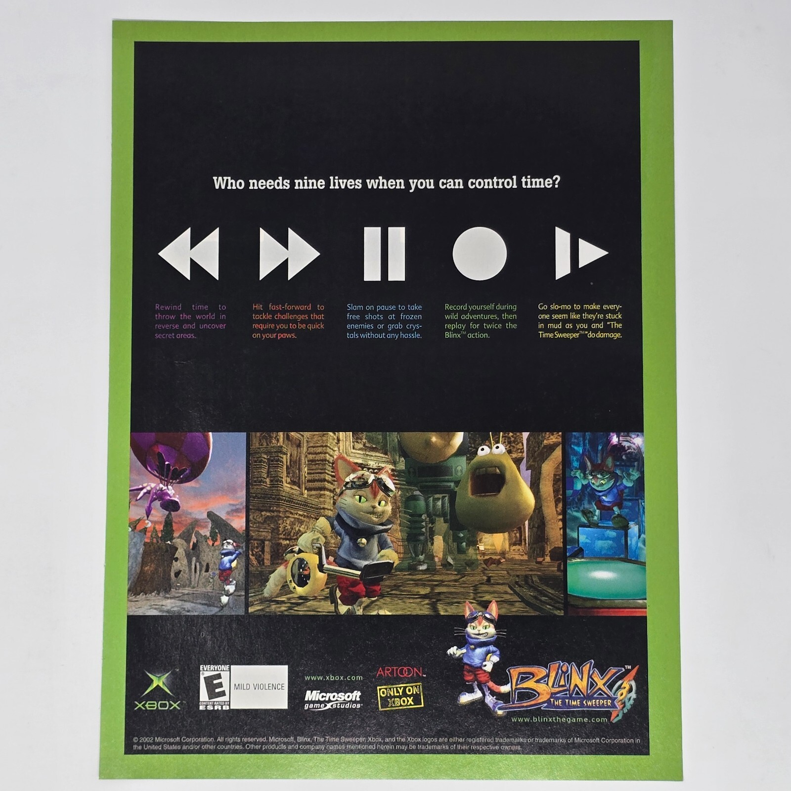 Blinx The Time Sweeper Xbox Nine Lives Print Ad/Poster Official Promo Art