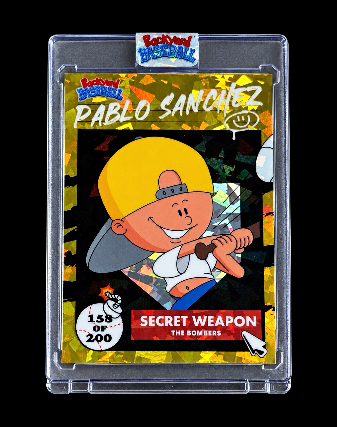 Pablo Sanchez Secret Weapon /200 GOLD CRACKED ICE Backyard Baseball Card 2025