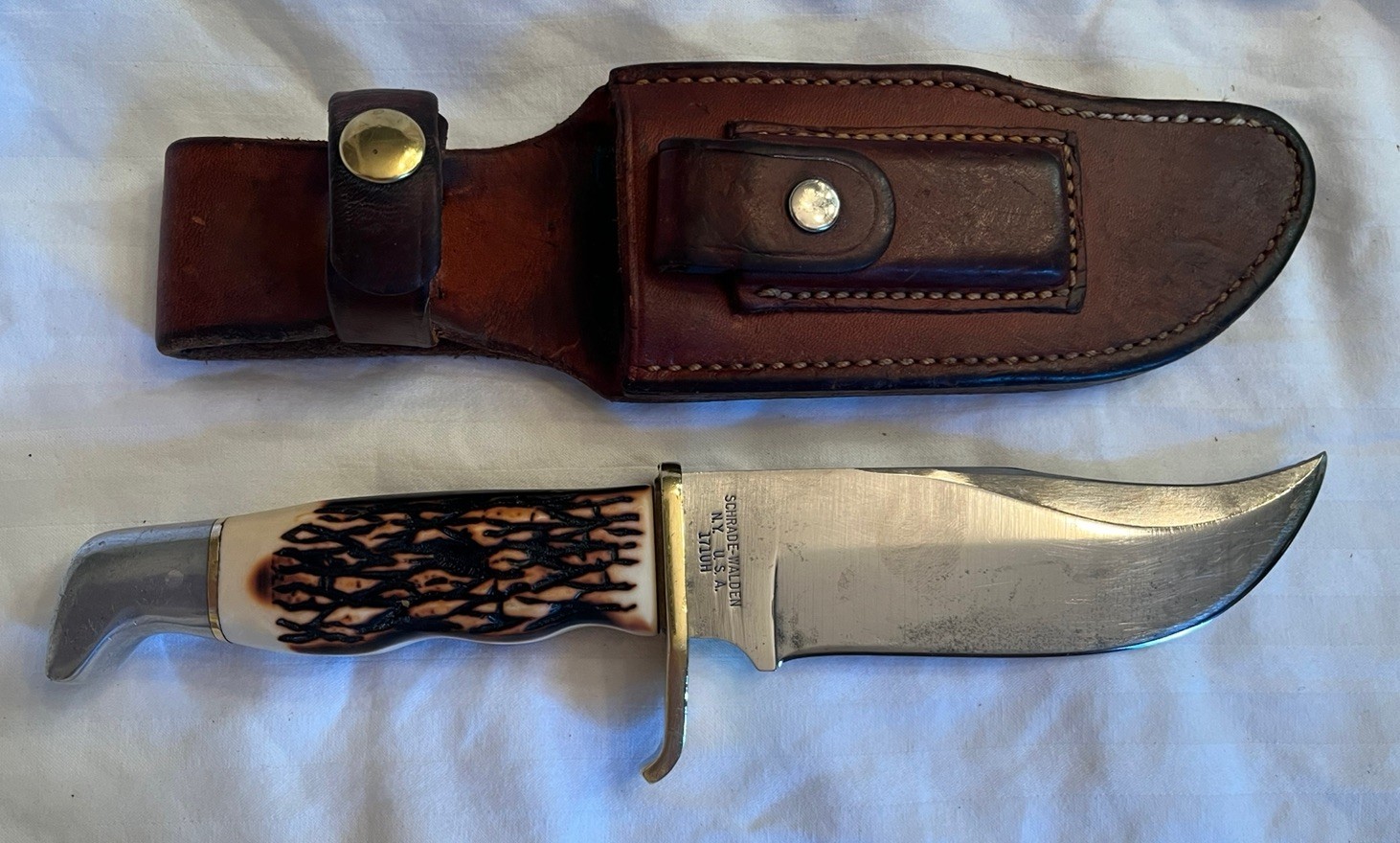USA Schrade Uncle Henry Walden NY 171UH 171 Big Pro Hunter Knife w/Sheath Stone