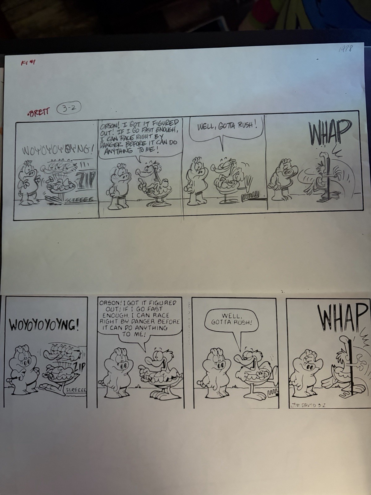 Jim Davis US Acres Garfield Original Comic Draft