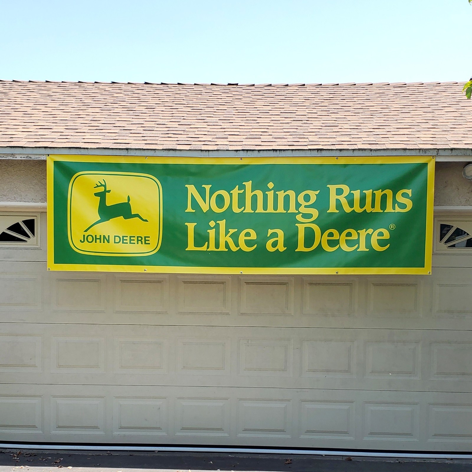 John Deere Nothing Runs Like a Deere Banner 10ft x 3ft HUGE Garage Farm Tractor