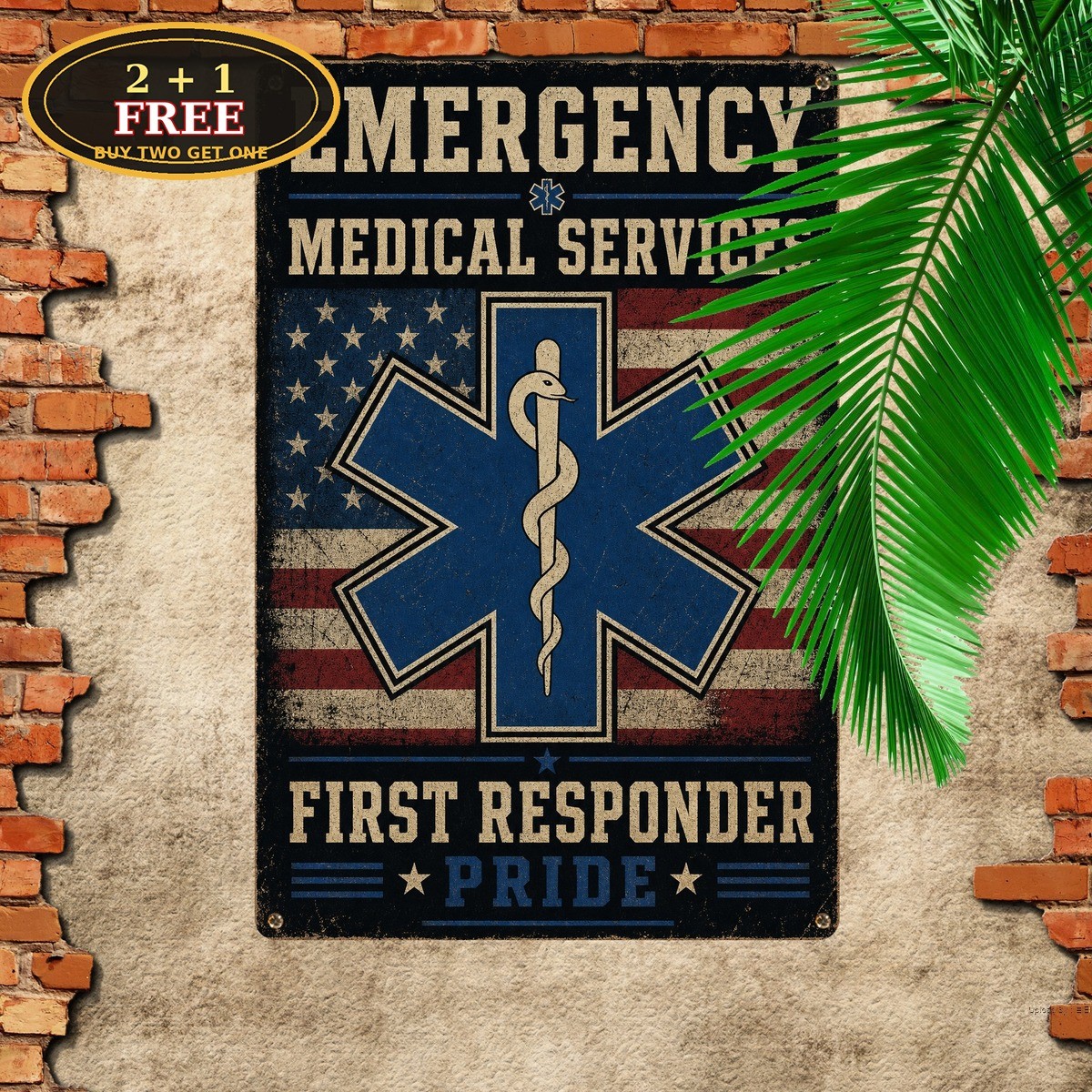 Emergency Medical EMS Hanging Metal Tin Sign Hospital Wall Decor