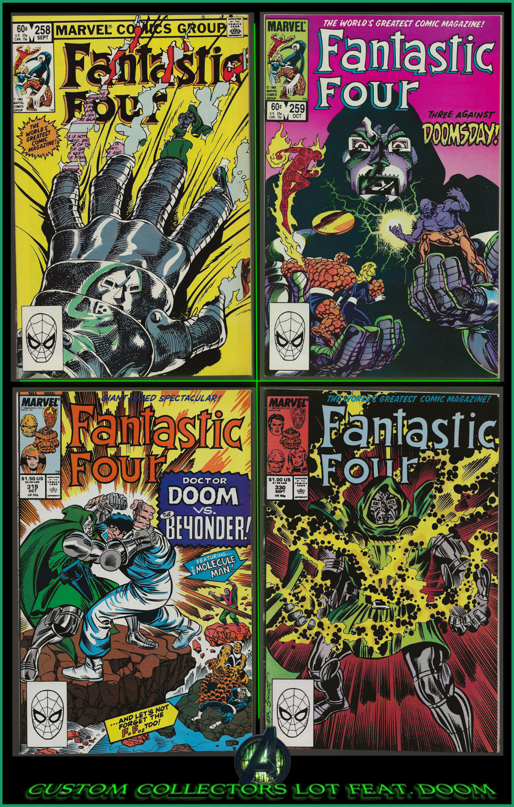 FANTASTIC FOUR #258 259 319 330 AVENGERS DOOMSDAY DOOM LOT OF 4 HIGH-GRADE VF/NM