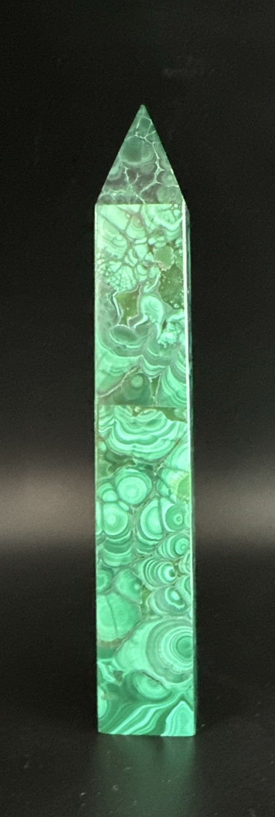 Malachite crystal point tower obelisk made in Zaire