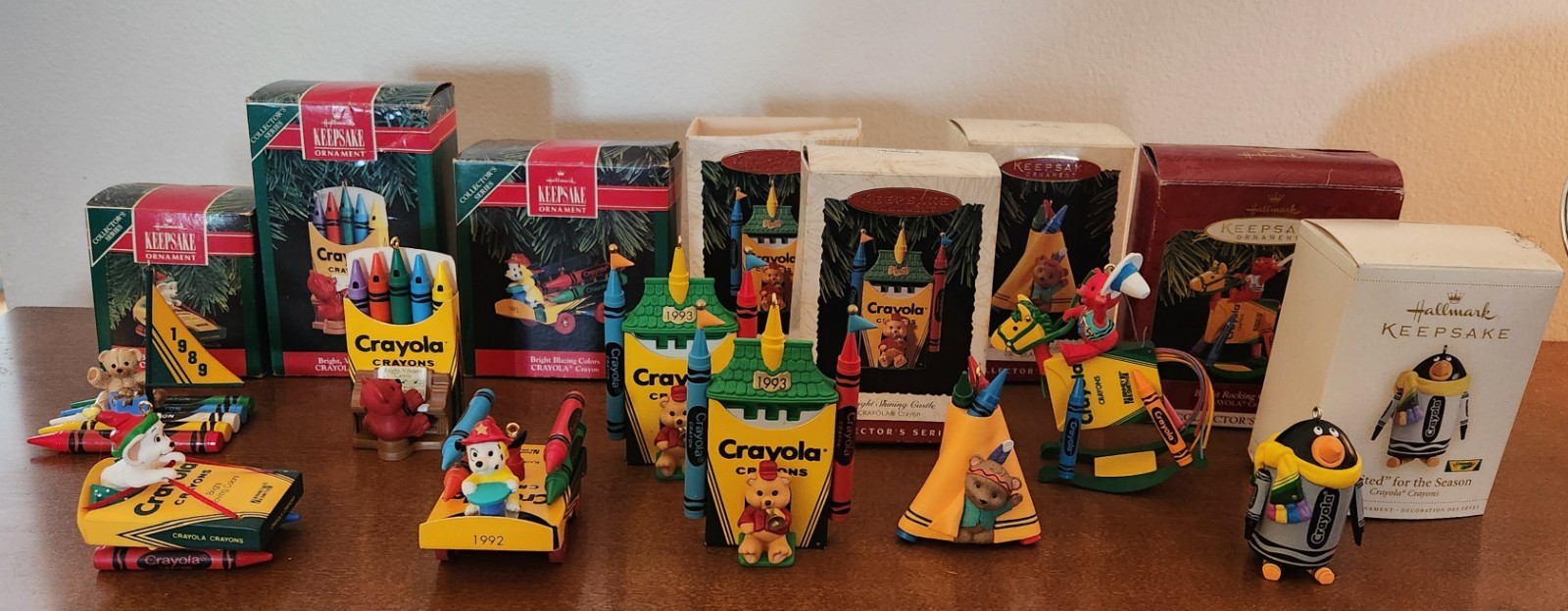 Lot of 9 Hallmark Keepsake Crayola Crayon Ornaments Collector Series 1989 - 2006