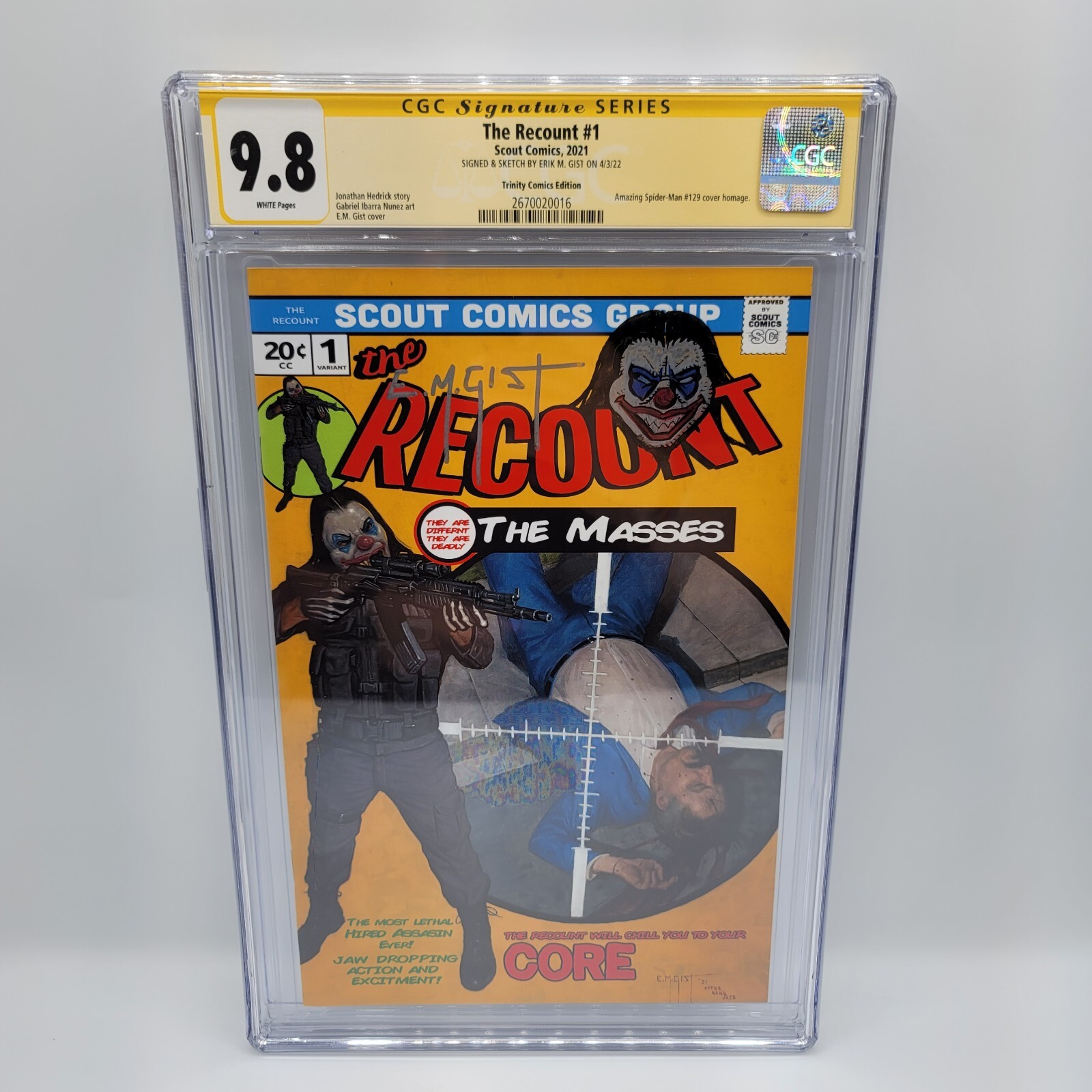 The Recount #1 Trinity Comics Edition Signed & Remarked By E.M Gist CGC SS 9.8