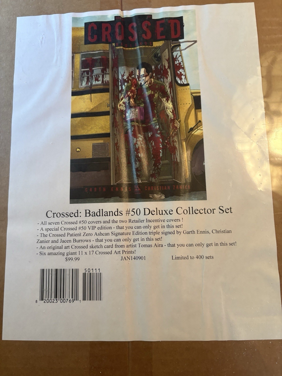 CROSSED BADLANDS #50 DELUXE COLLECTORS SET LTD TO 400 SETS SEALED SEE LIST