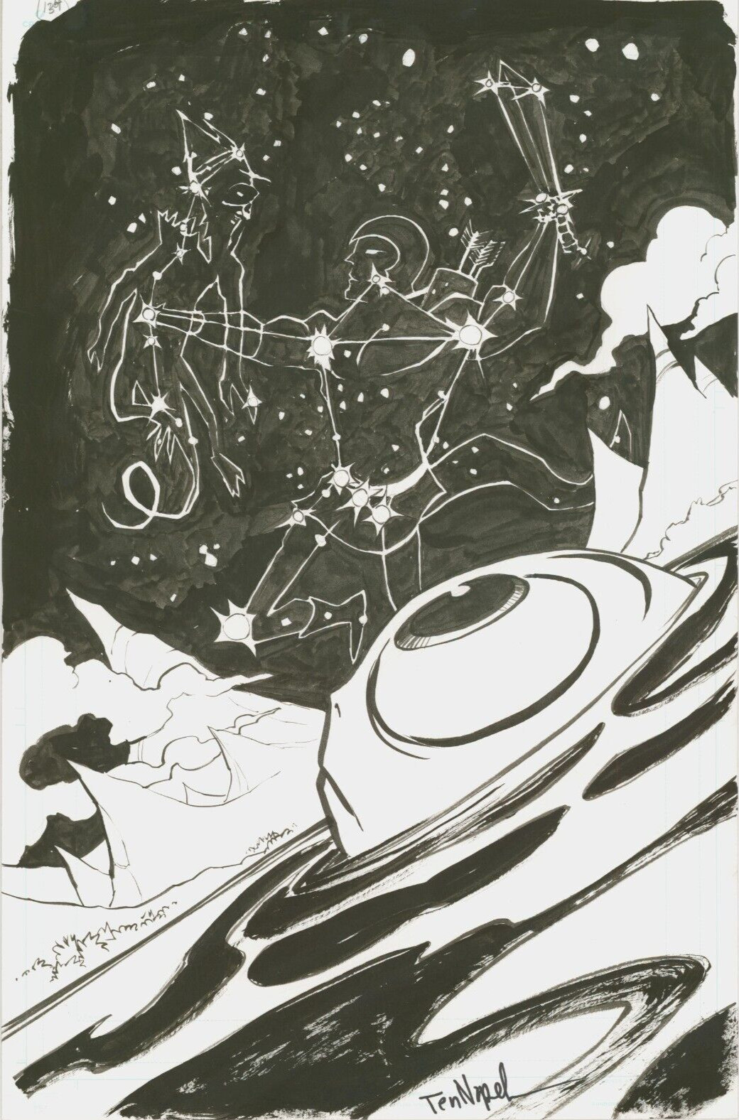 Earthworm Jim Creator Doug TenNapel SIGNED NNewts Original Comic Art Page SPLASH