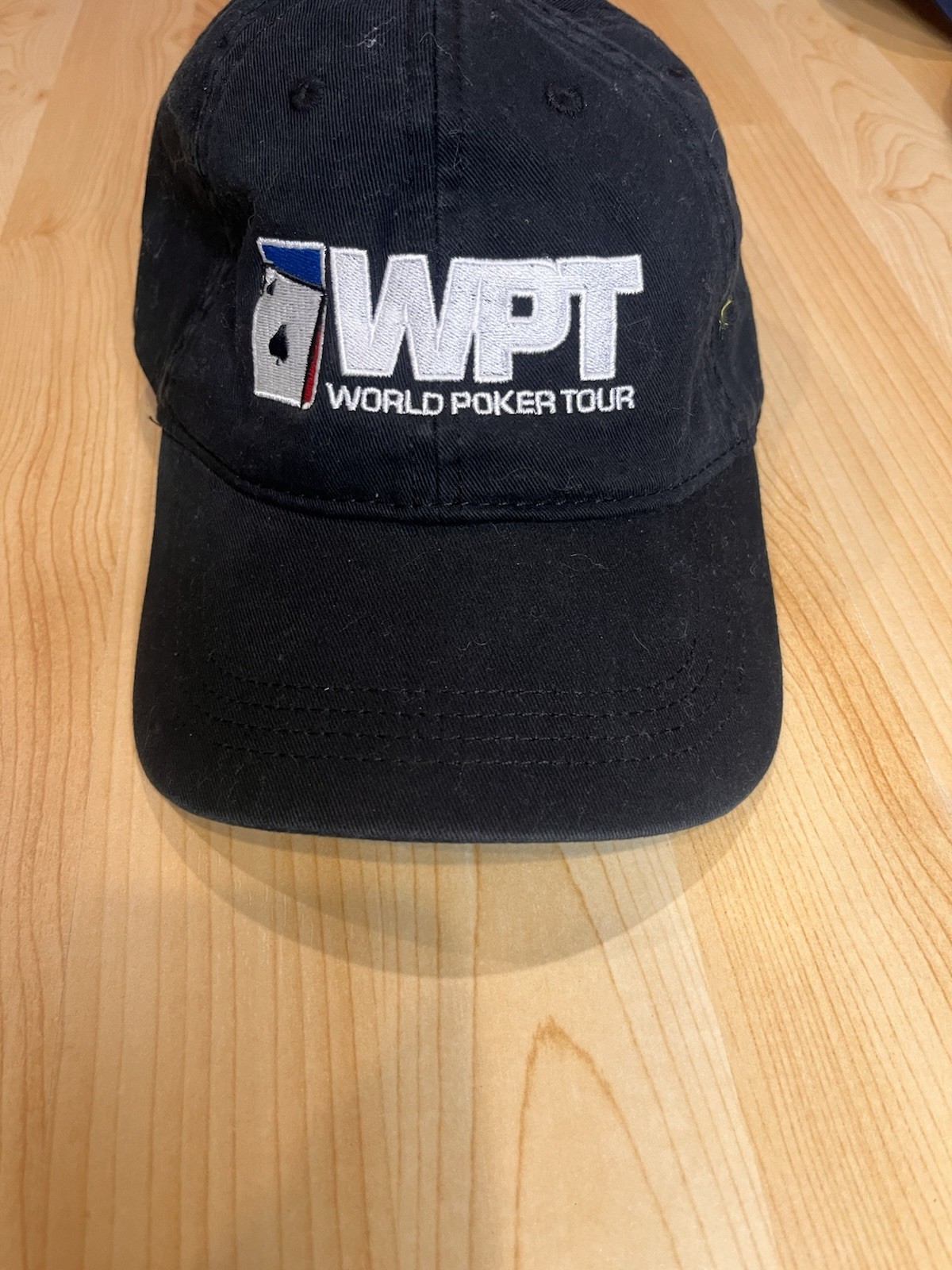 WPT World Poker Tour Black Adjustable Hat Cap Poker Tournament Logo Headwear