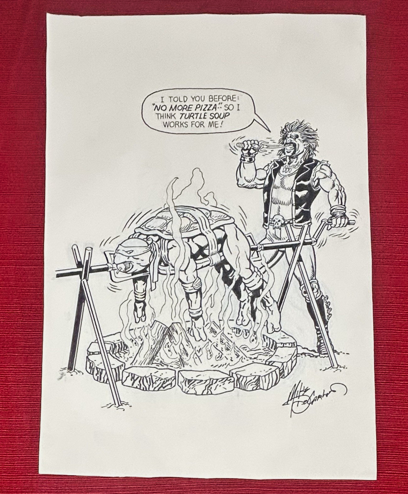 Original Lobo Vs TMNT Raphael Sketch by Mike Decarlo