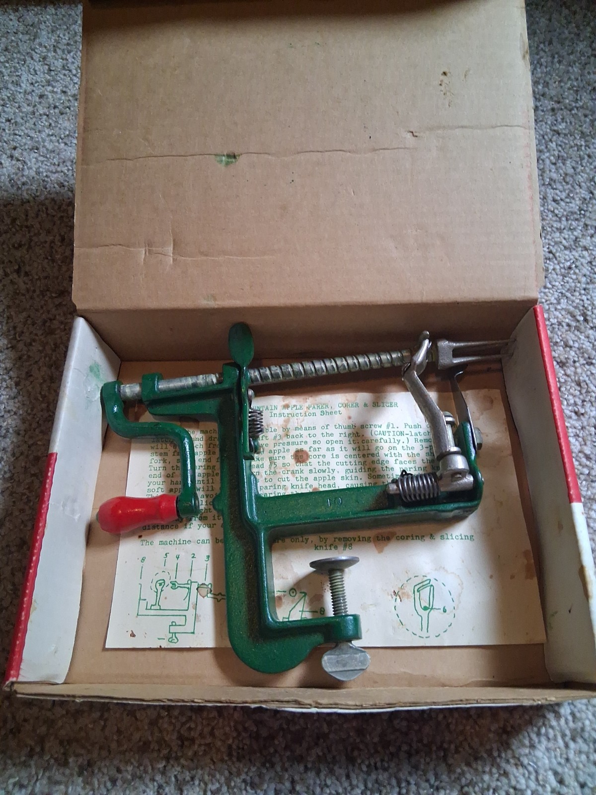 Vintage White Mountain Apple Parer Corer Slicer with Original Box & Instructions