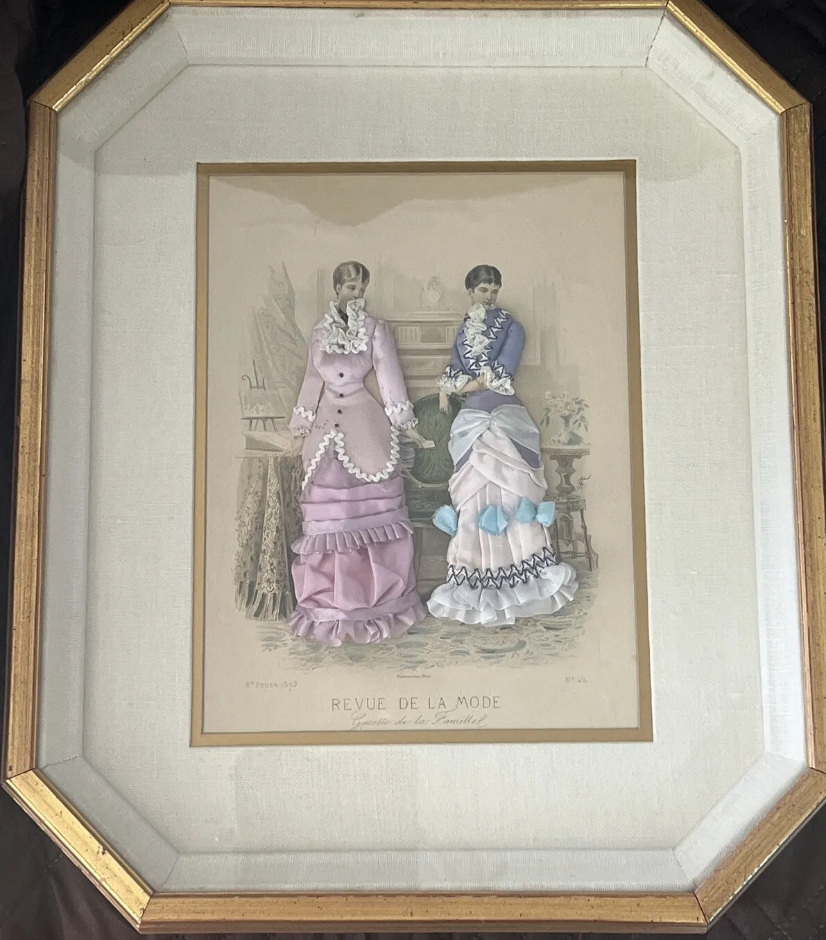 Revue La Mode Embellished Fabric Print 3d French Shadow Box by Chifferne Vtg