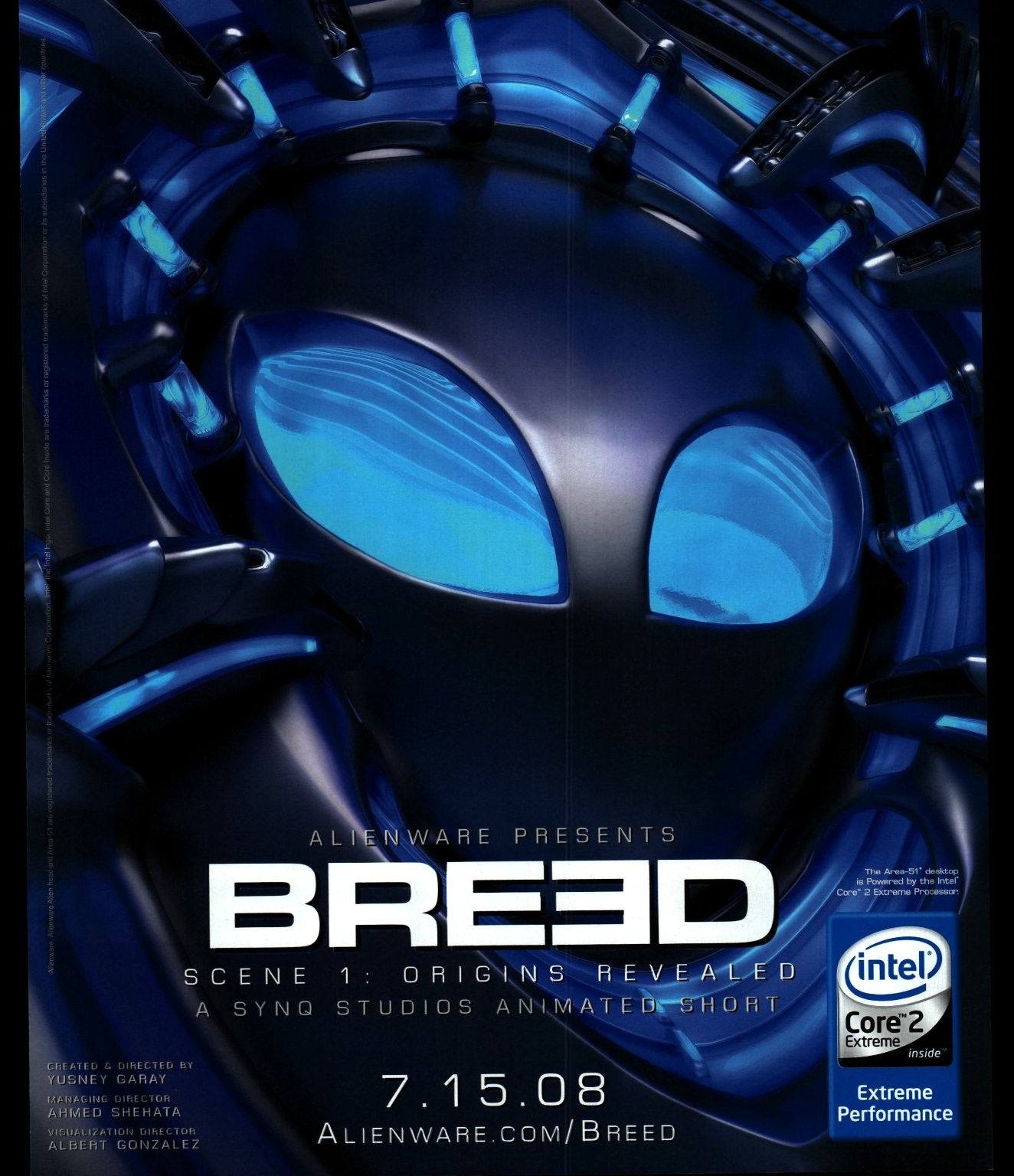 Alienware BREED Promo Intel Core 2 Extreme Sci-Fi Gaming Magazine Print Ad 2008