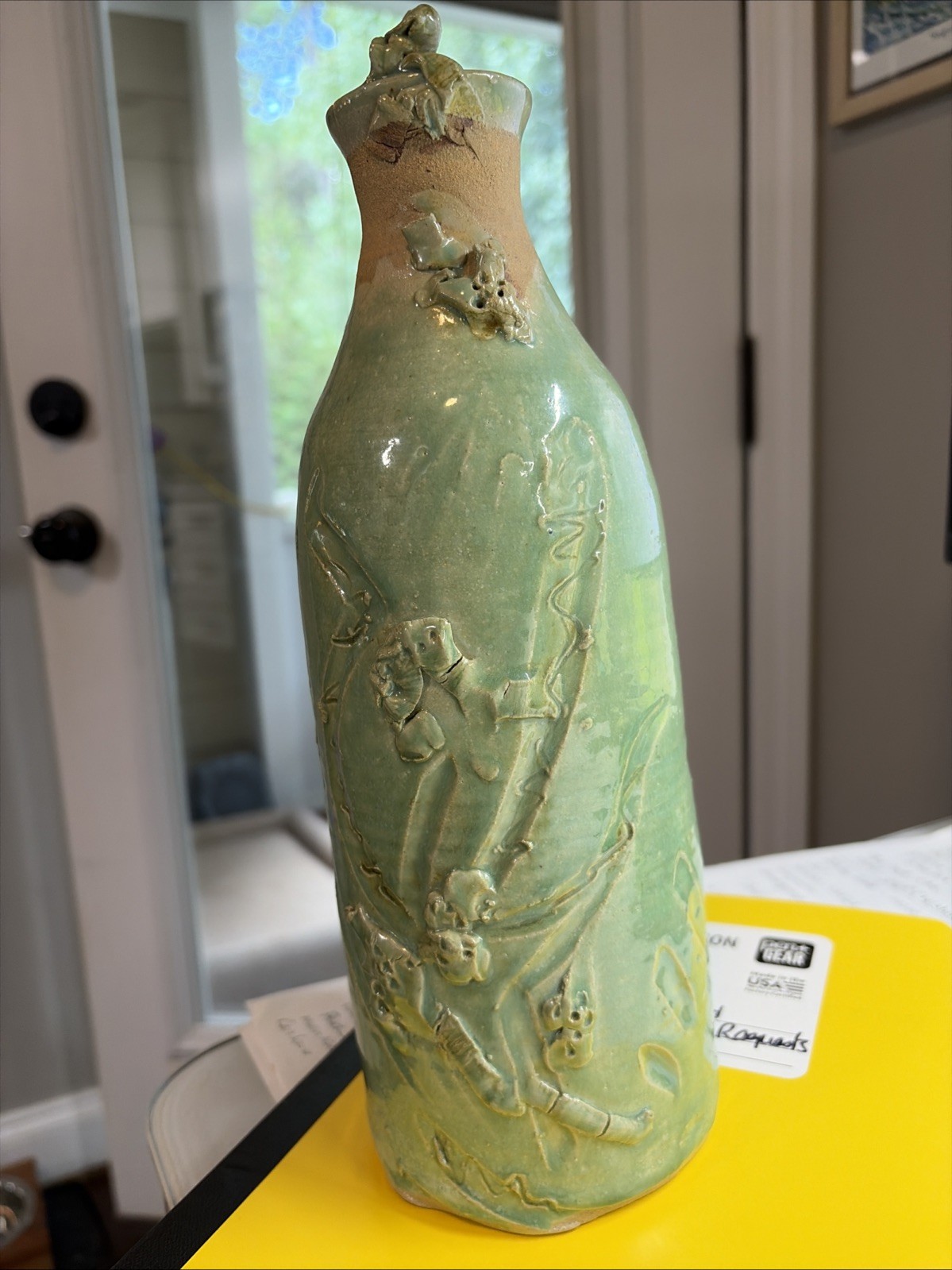 Korean Or Chinese Ceramic Bottle With Intricate Design