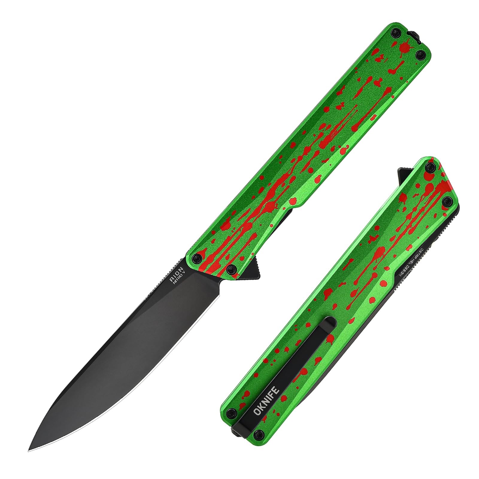 Aion Folding Pocket Knife Zombie Green