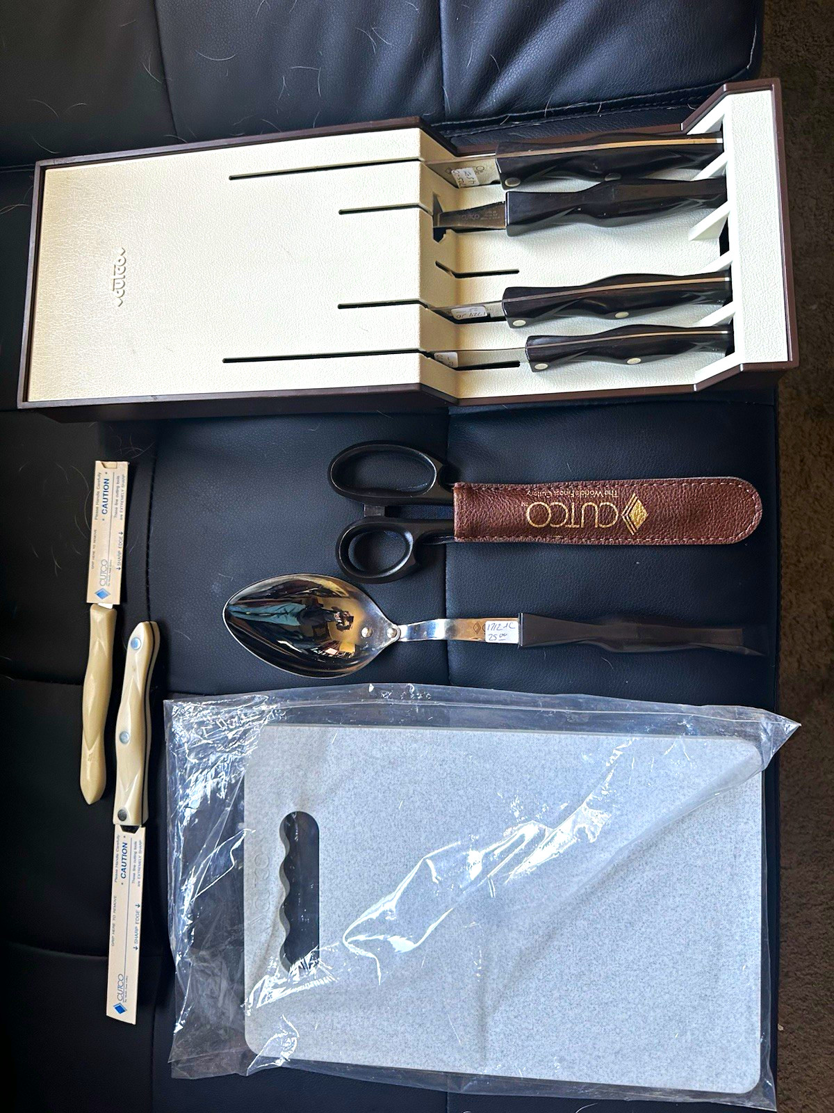 Cutco Lot Vintage Stainless Steel Flatware w/ Case + Cutting Board + Scissors