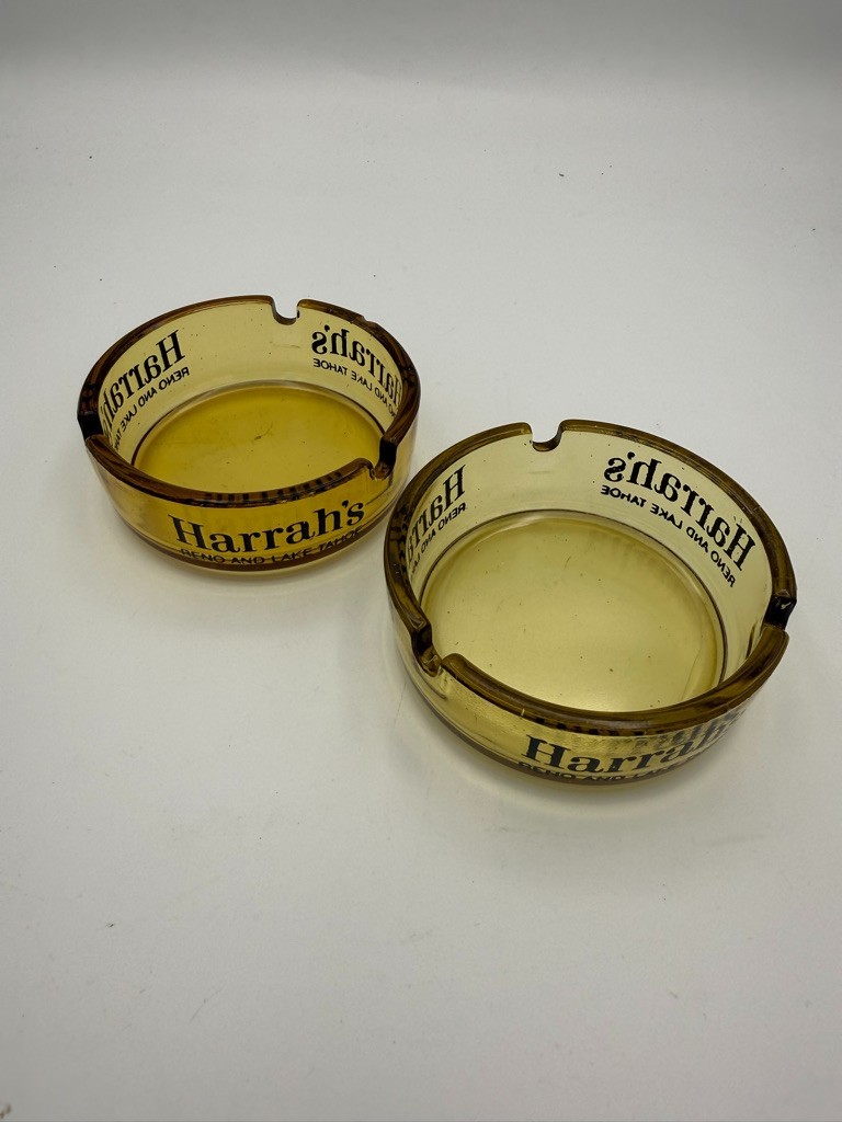 Set of 2 - Vintage Harrah\'s Reno & Lake Tahoe Casino Ashtrays
