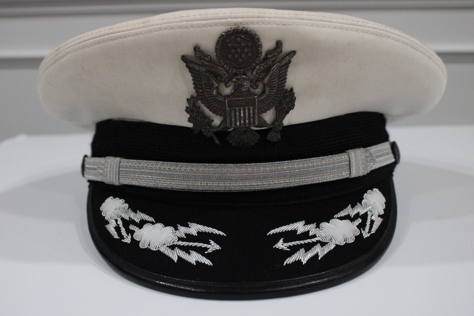 VTG USAF Officer Dress Blue Cap White Top Lt Col SOCPAC Field Grade Hat 7 3/8