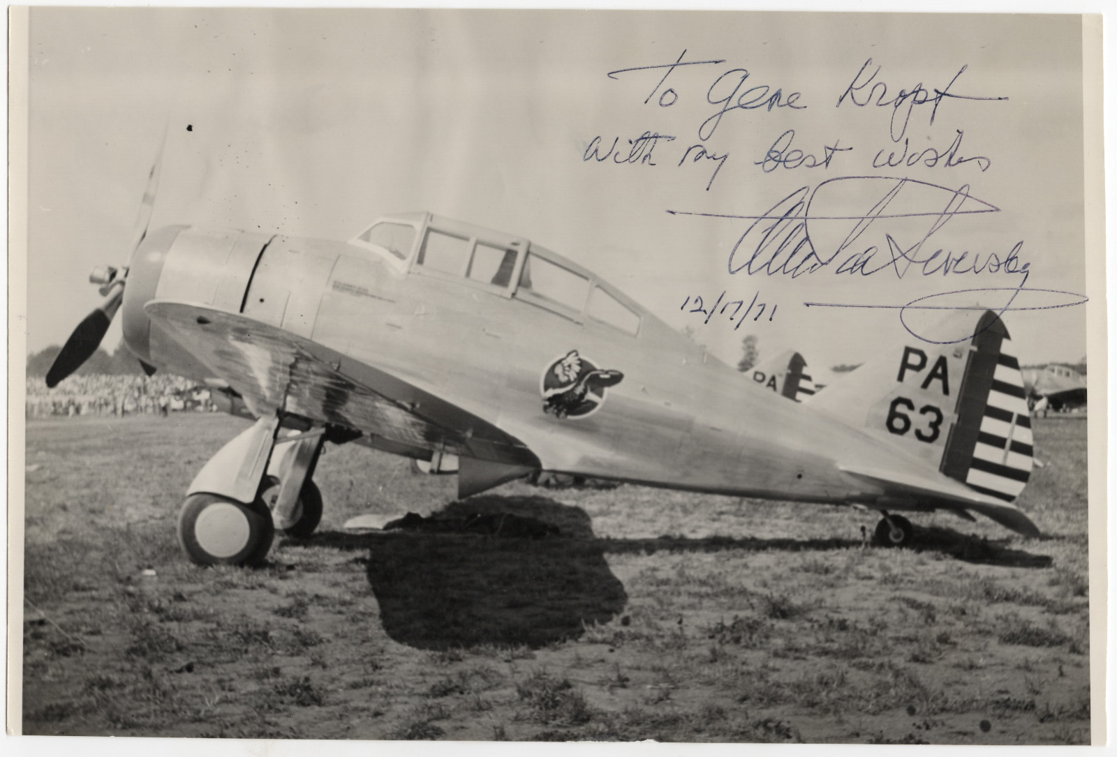 Alexander de Seversky Signed P-35 Photo, 1938 Cleveland National Air Races