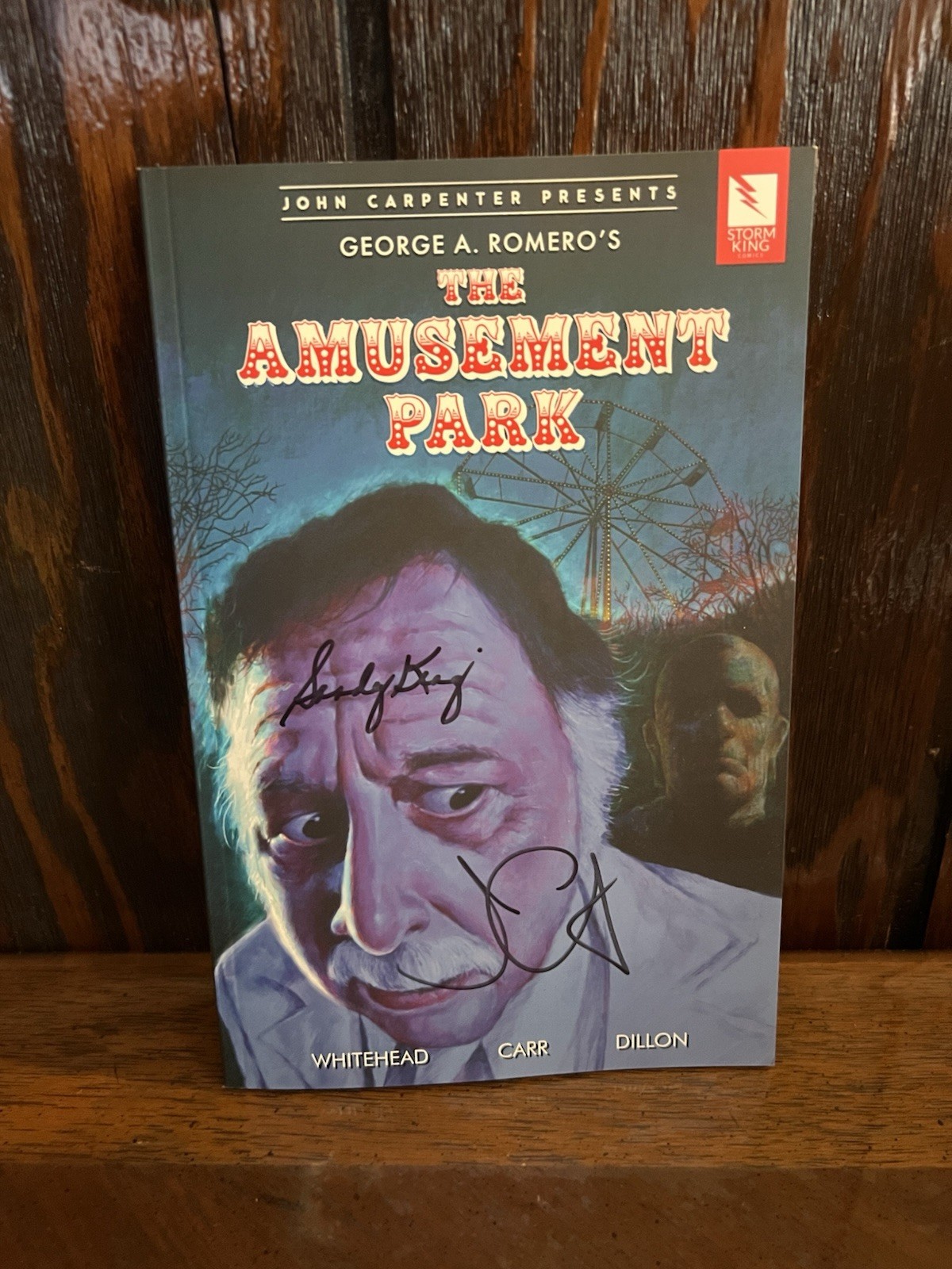 John Carpenter & Sandy King signed George Romero's Amusement Park Graphic Novel