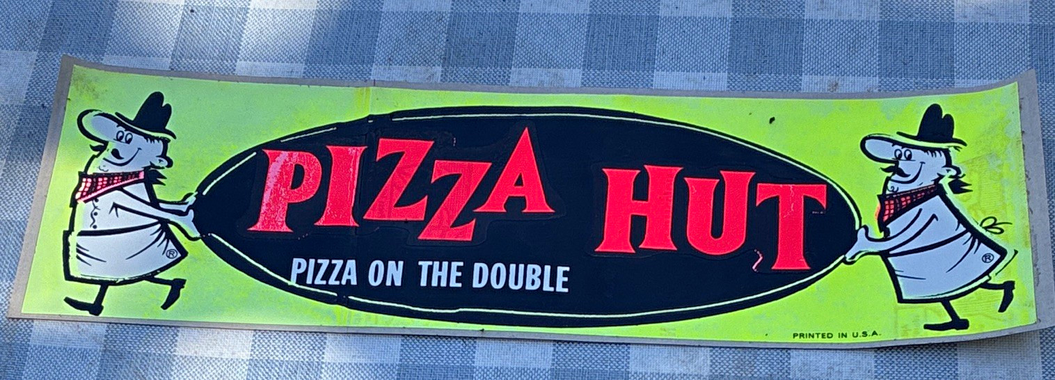 Vintage 1970s pizza Pete Pizza Hut on the double bumper sticker original