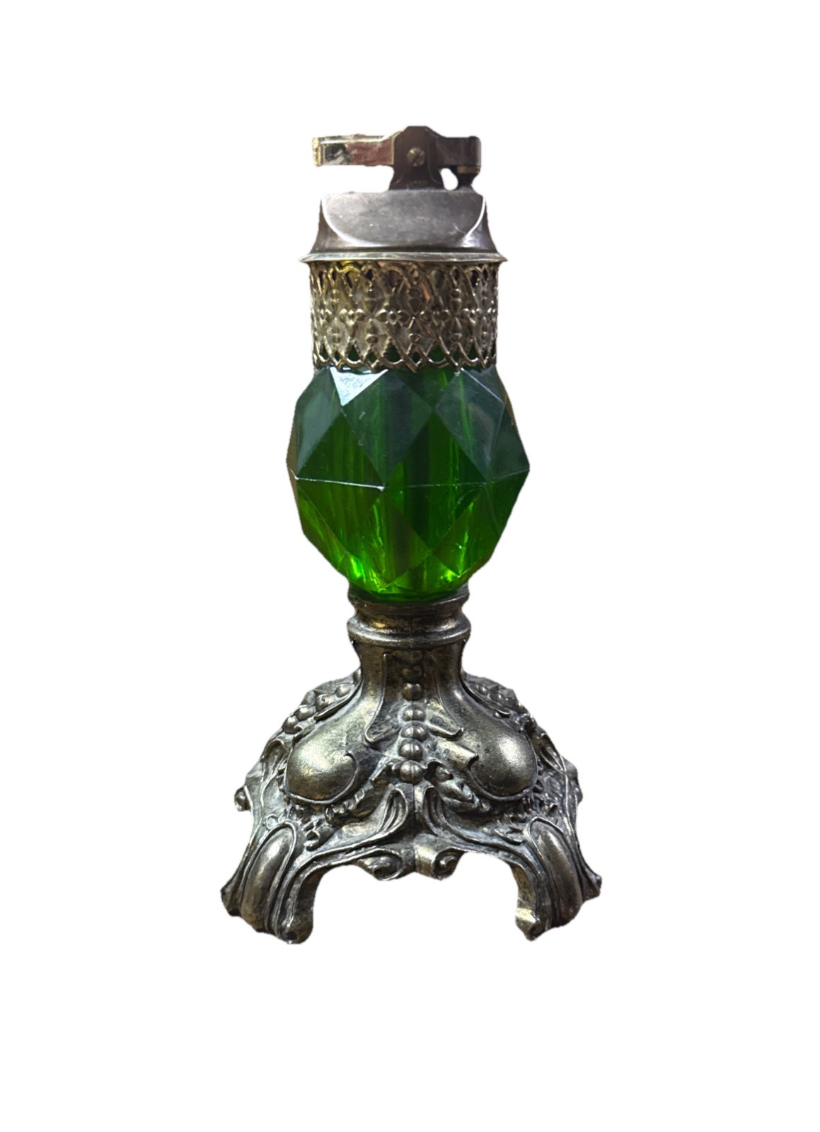 Vintage  Tabletop Cigarette Lighter green Working 7 Inch Tall Great Piece