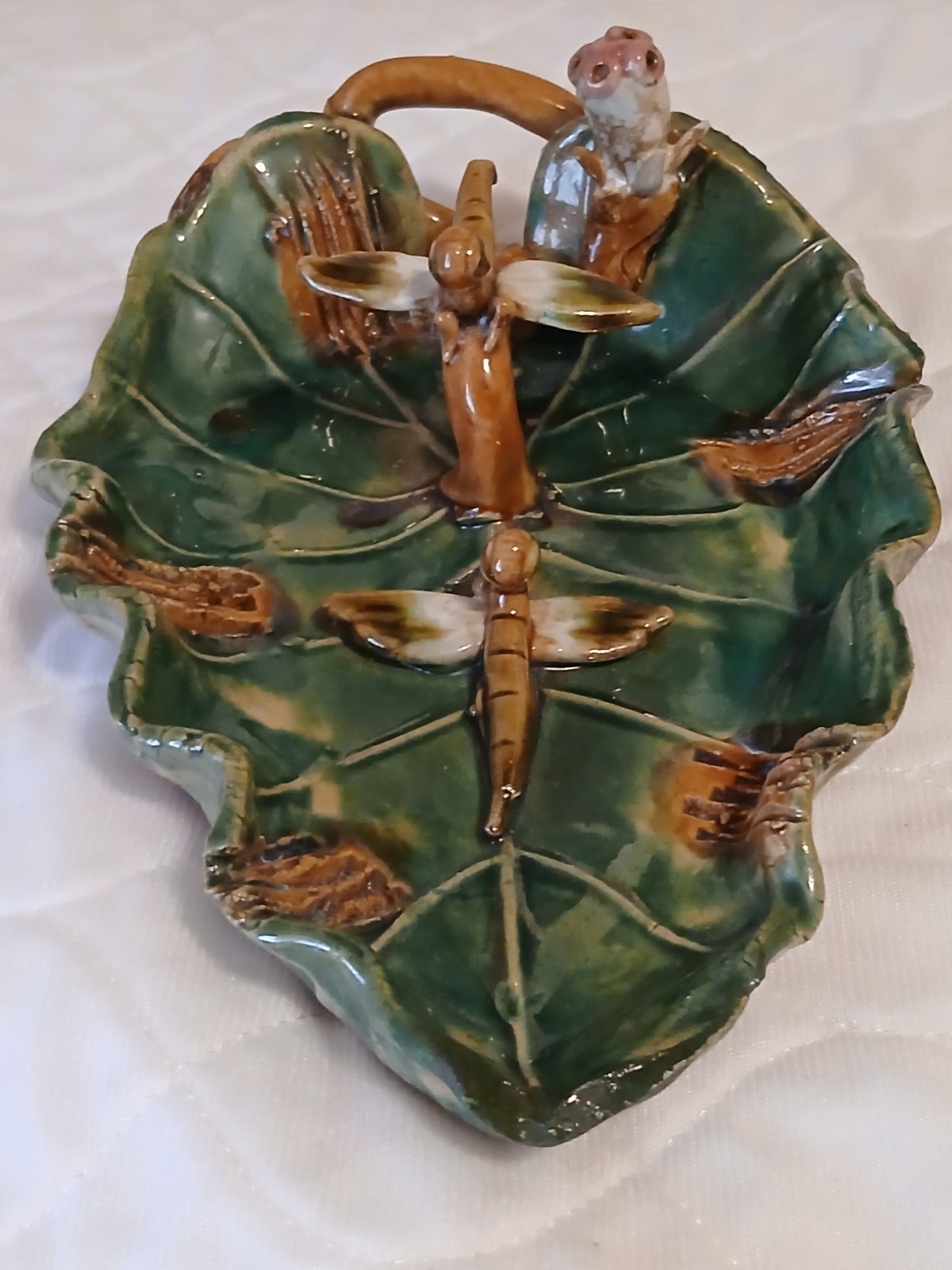 VTG Lg Pottery Dragonfly Ashtray 
