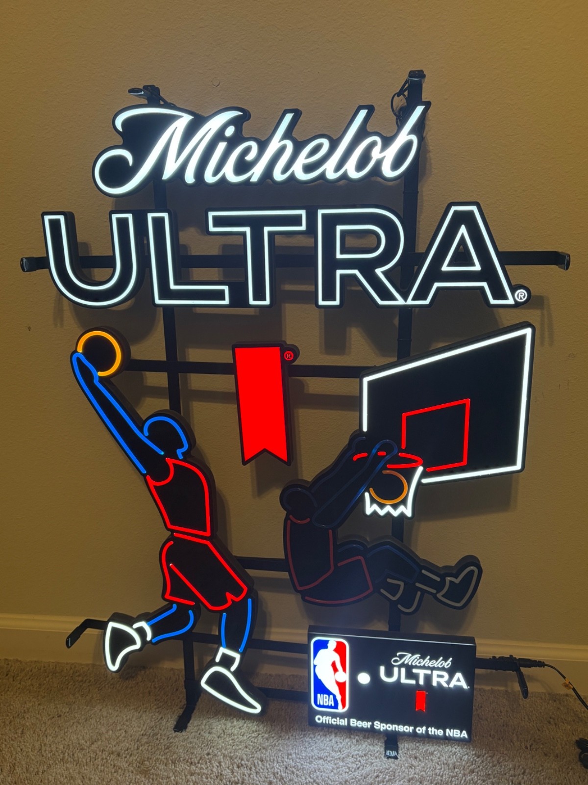 Michelob Ultra Beer NBA Basketball Motion Neon LED Sign Man cave Bar/Pub