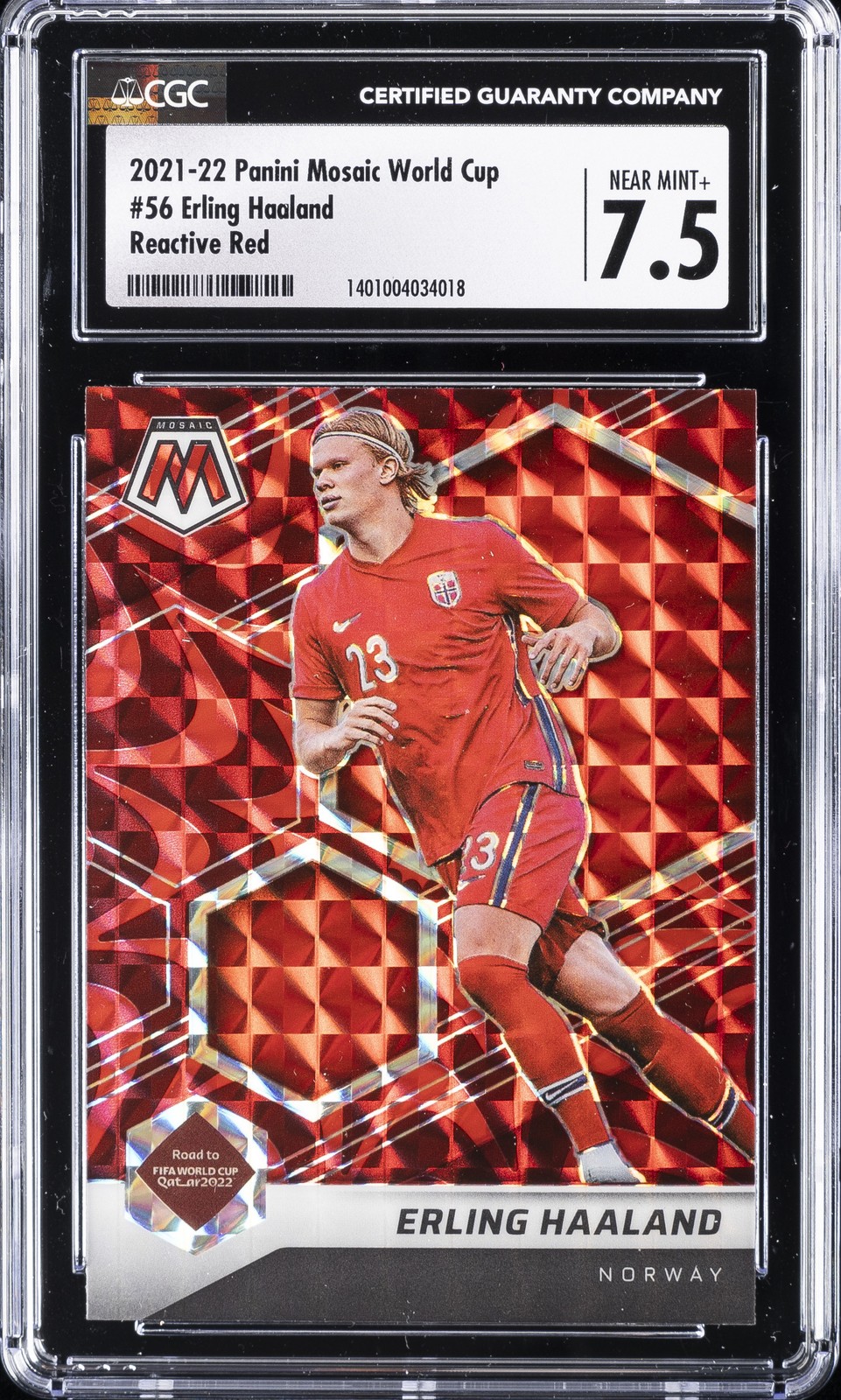 2021-2022 PANINI MOSAIC FIFA ROAD TO WORLD CUP RED MOSAIC ERLING HAALAND CGC 7.5