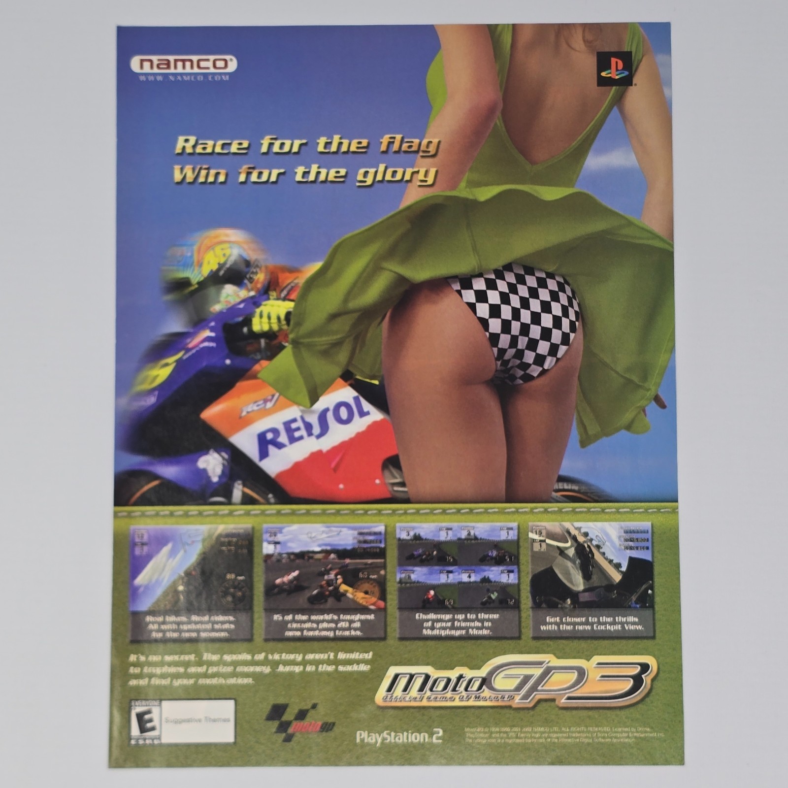 MotoGP 3 PlayStation 2 PS2 Race For The Flag Print Ad/Poster