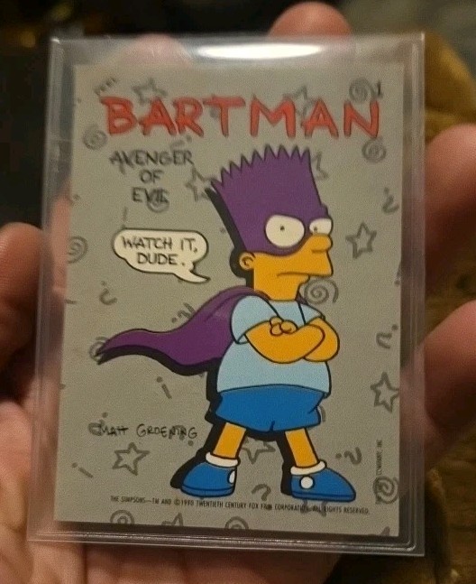 1990 Topps The Simpsons #1 Sticker Bart Simpson / Bartman ROOKIE Avenger of Evil