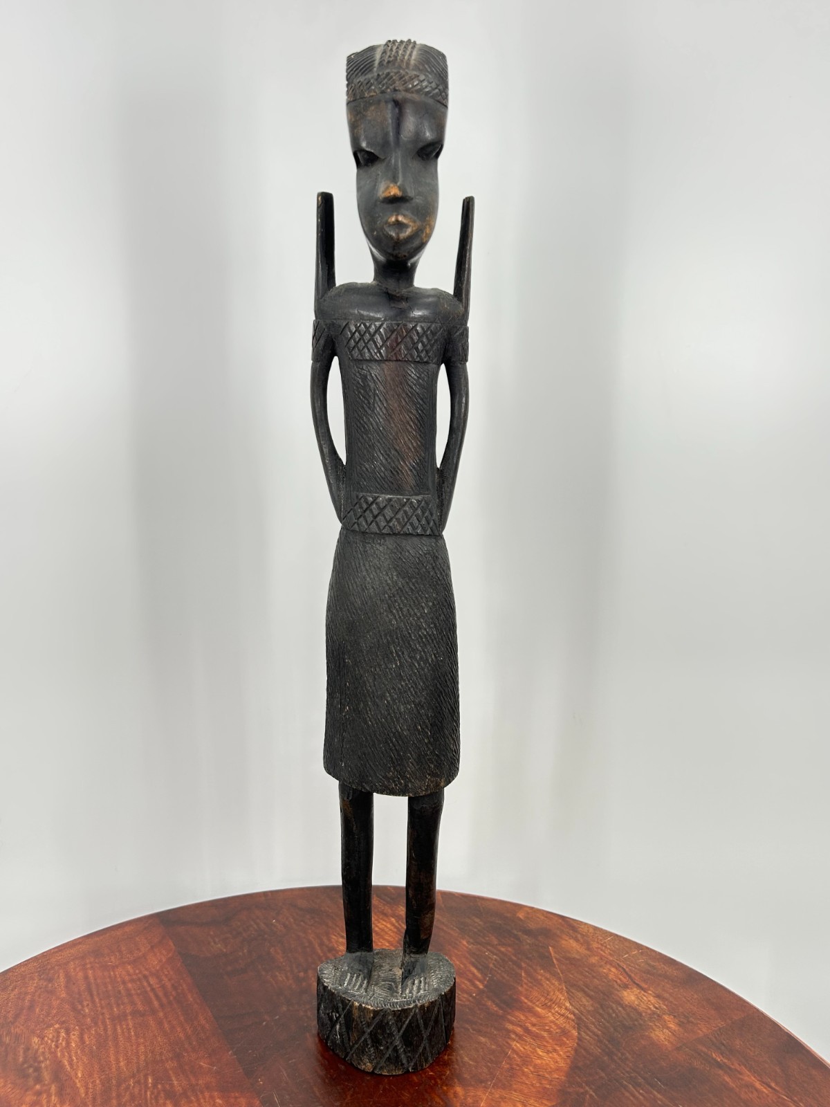 Vintage Genuine Hand Carved Ebony Wood Woman Figure 16\