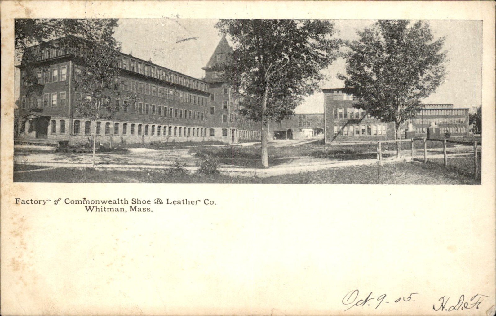 Whitman MA Factory Commonwealth Shoe & Leather Co. c1905 Vintage Postcard