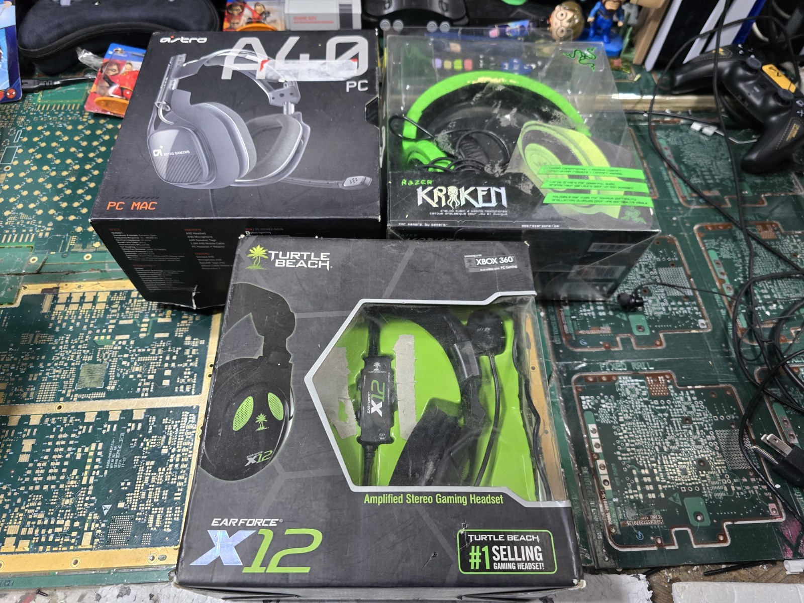 Razer Kraken EXACT-DEFECTIVE DONOR-RETURNS-BROKE-Green Gaming Headset & 2 Others