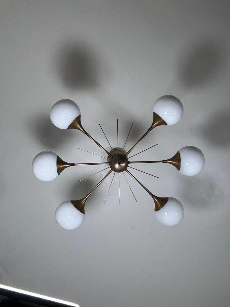 Modern Handcrafted 6 Light Beautiful Sputnik Chandelier Mid Century Ceiling Ligh