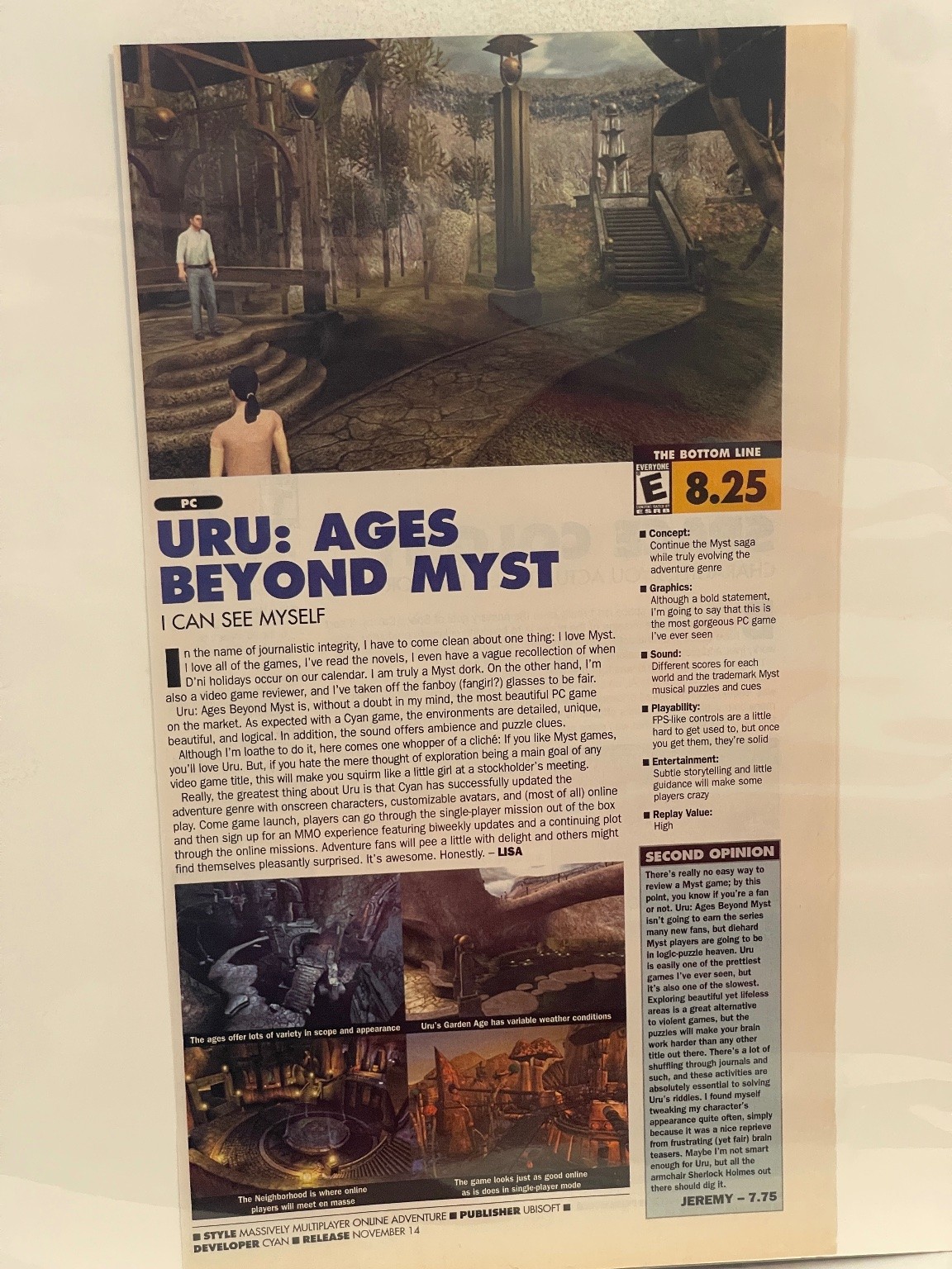 Uru: Ages Beyond Myst PC Game Review Magazine Page 2003 Ephemera