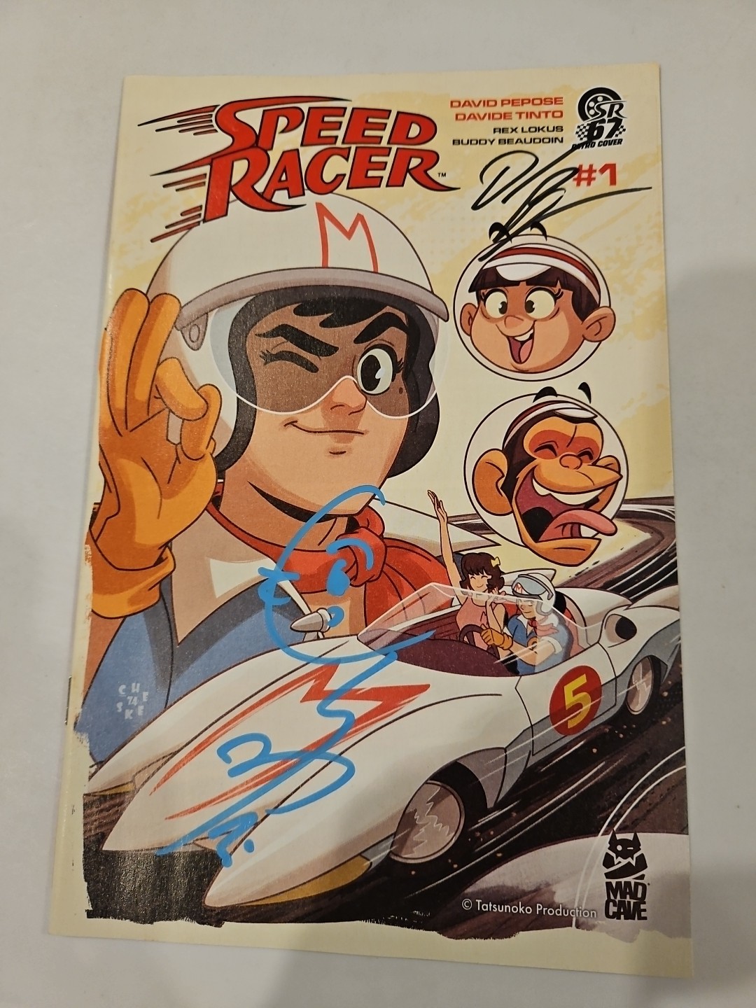 Speed Racer #1 67 Retro Cover 2 X Sig David Pepose & Katsuji Mori W COA Mad Cave