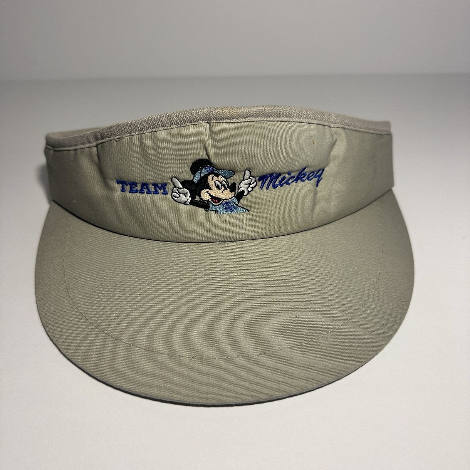 Vintage 90s Disney Team Mickey Visor Hat Strapback Tan Adjustable Golf Cap