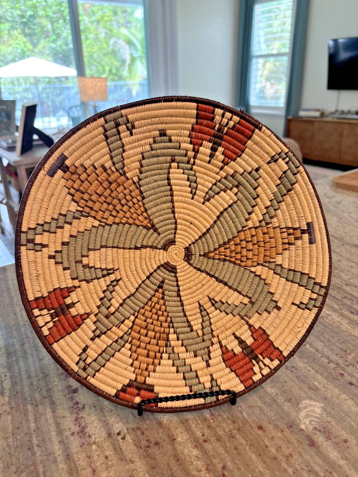 WOUNAAN/EMBERA Vintage Handwoven Coiled BASKET With Corn and Butterfly Motif