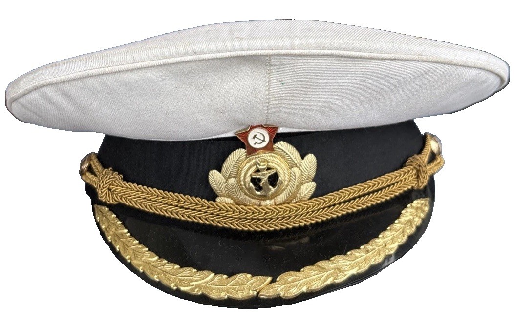 Rare USSR Russia Navy Naval Cap Hat Soviet Officer Marine Military Size 58 Army