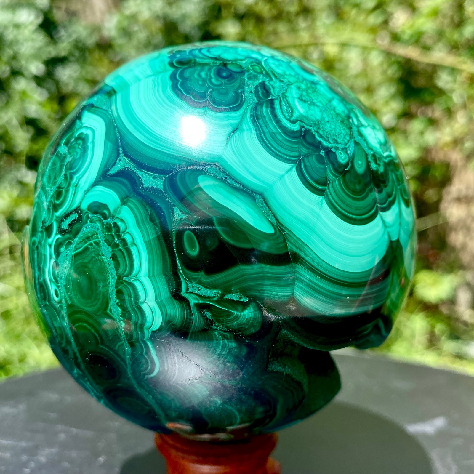 2.2LB  Natural Malachite Geode Sphere Druzy Cave Crystal Ball Healing Mineral Sp