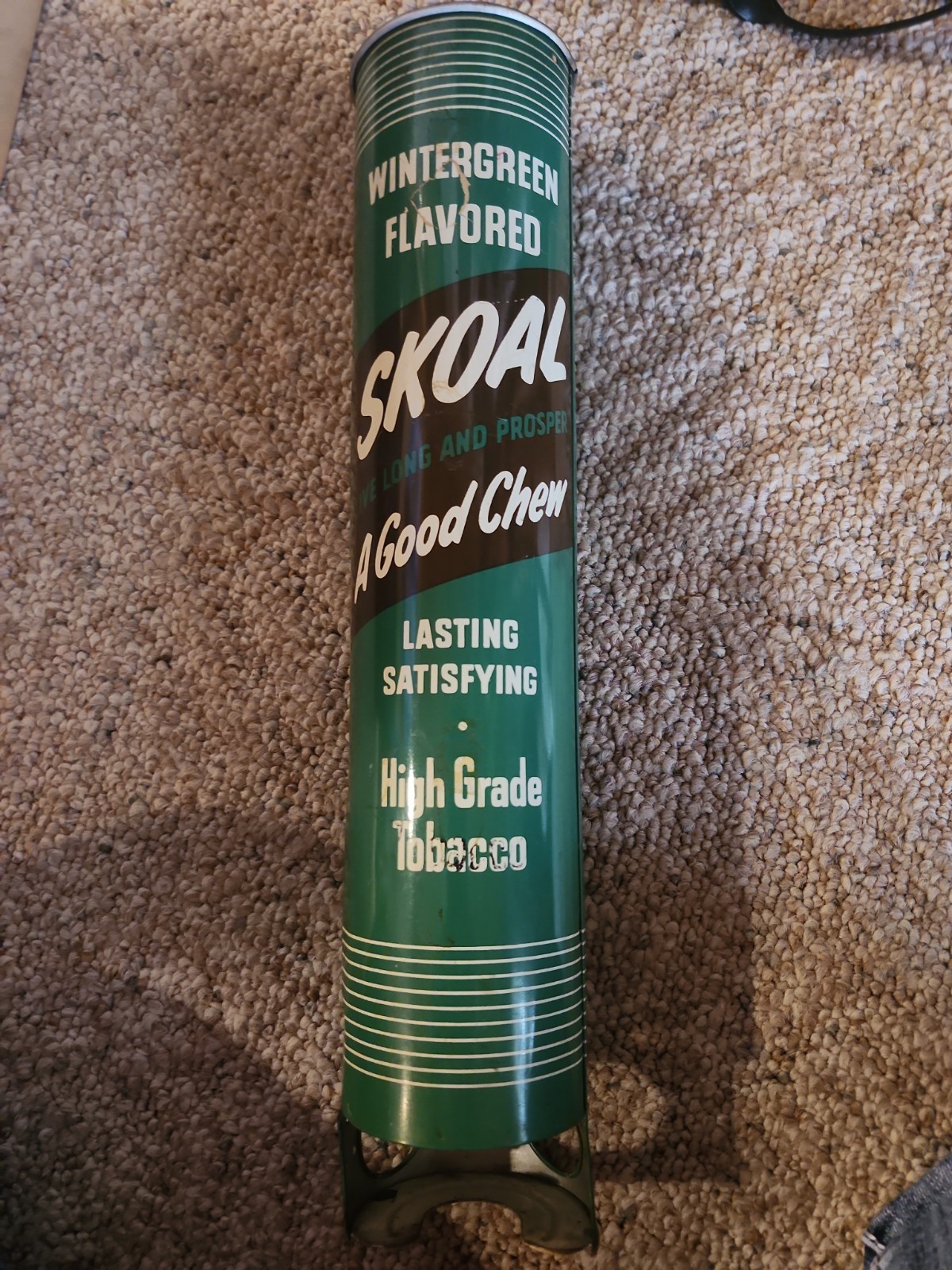  HTF 1960s Skoal Wintergreen Tobacco Can Dispenser “A Good Chew” Vtg 15in.
