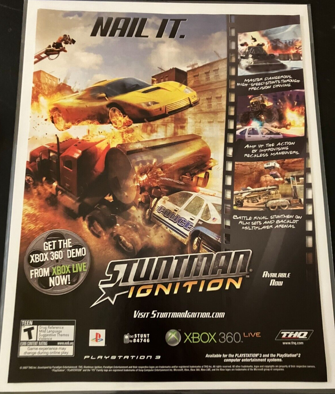 Stuntman Ignition by THQ - Vintage Original Gaming Print Ad / Wall Art - MINT