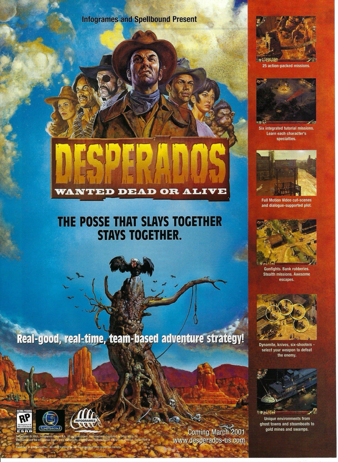 2001 Desperados Wanted Dead or Alive Video Game Real Vintage Print Ad/Poster