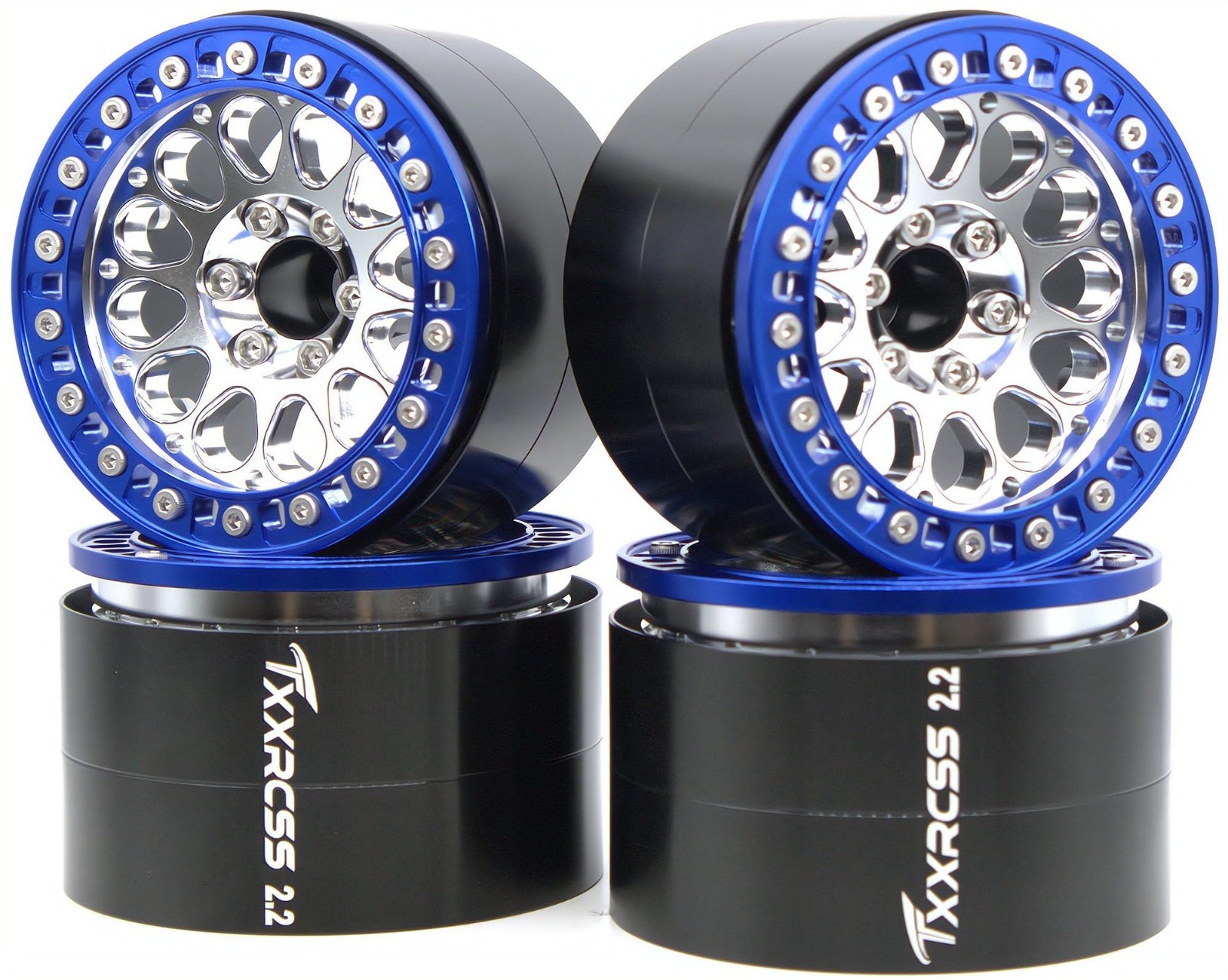 2.2 Aluminum Beadlock Wheels Rims Upgrades Accessories for 1/10 RC Crawler 4pcs