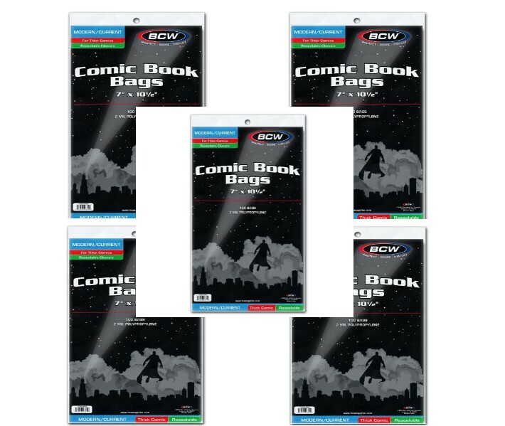 500 - BCW Current Modern  Resealable Thick 2-Mil Polypropylene Comic Book Bags