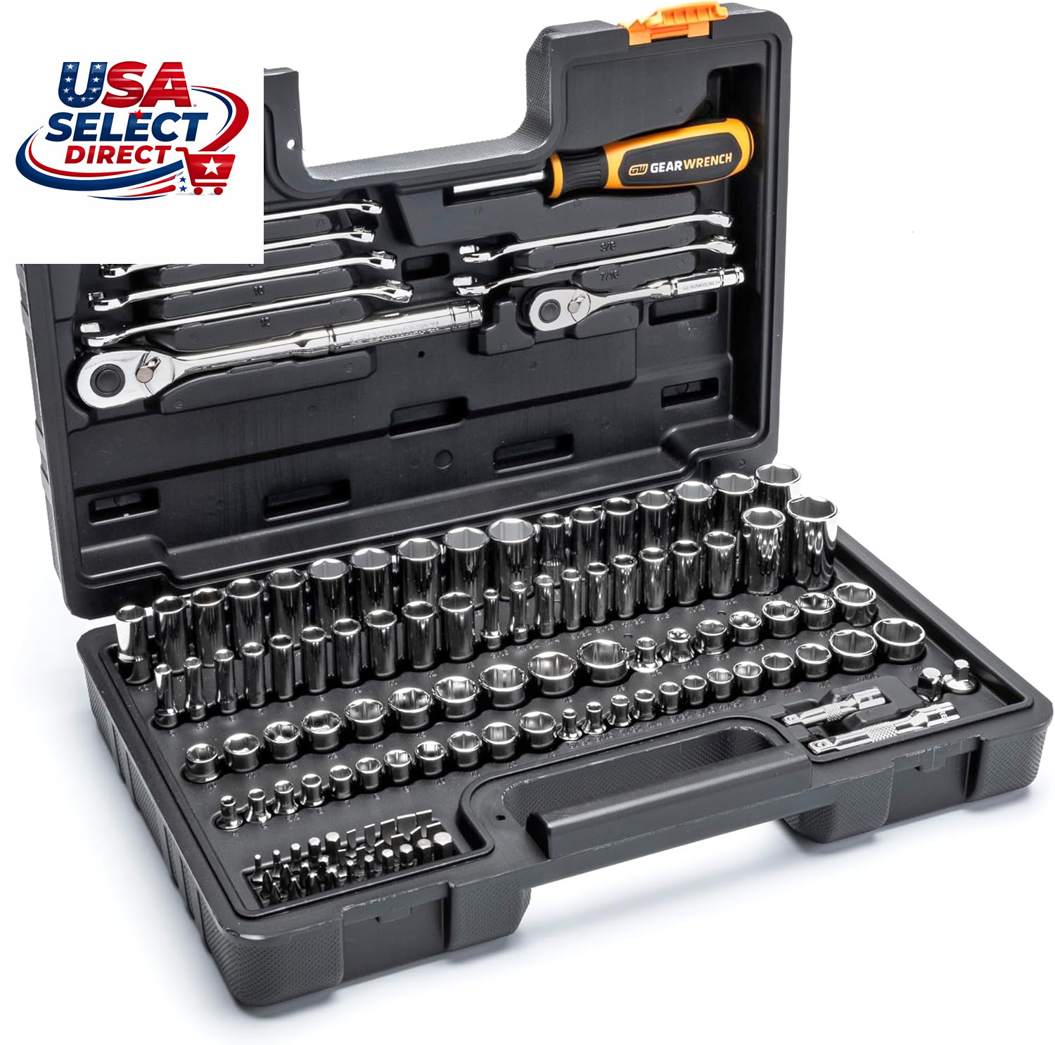 121 Piece 1/4” & 3/8” Drive 72-Tooth Mechanics Hand Tool Set