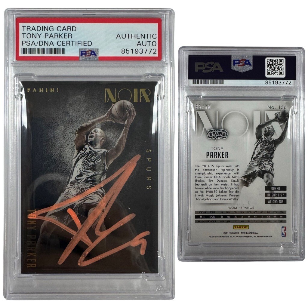 2014-2015 Tony Parker Autographed Panini Noir /75 #136 PSA Authentic Auto
