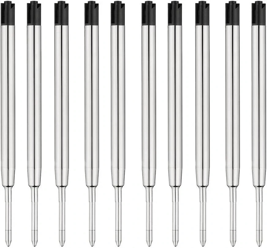 10Pc Ballpoint Pen Refills Black Ink 1mm Medium Tip Parker Style